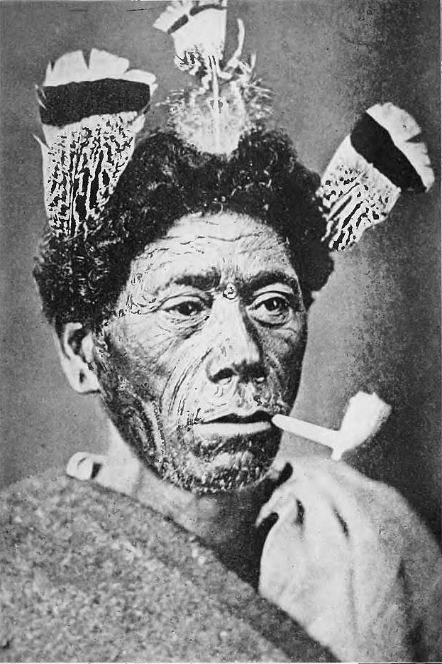 Tattooed maori with feathers in hair - page 280 — Māori facial tattoo by Muir & Moodie